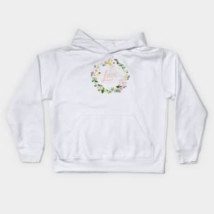 Love Pink Flower Wreath Kids Hoodie